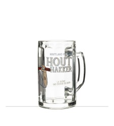 inscription "Houtland pale ale" et "Houthakkker la bière qui envoie du bois" qui fait réference au slogan de la marque.