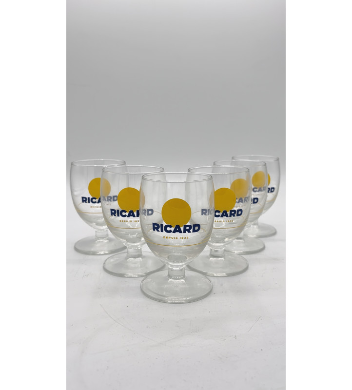 Lot 6 verres pastis Ricard ballon 17 cl
