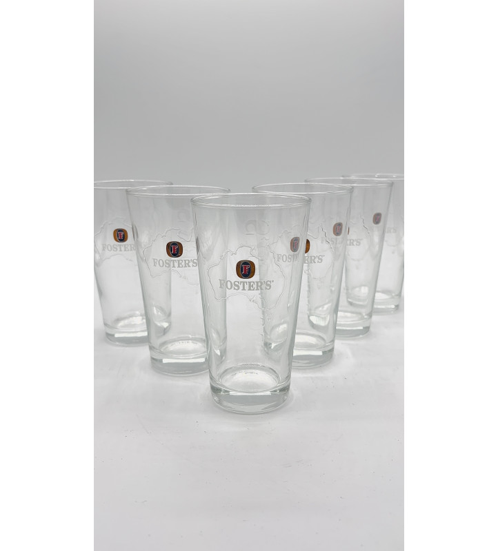 Lot de 6 Verre à bière Foster's Carte 25 cl
